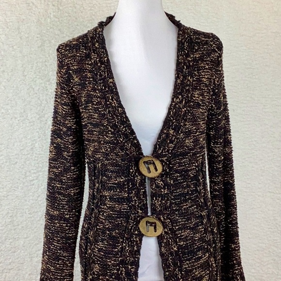 BCBGMaxazria Long Brown Draped Cardigan / Sweater. Womens Size L, - Picture 1 of 11